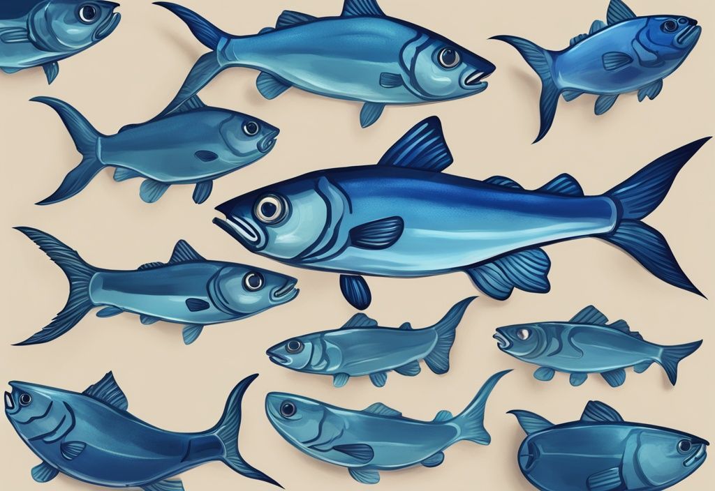 Modern digital painting illustration featuring the best 8 catfish rigs, uniquely designed with a blue color theme for clarity and expert craftsmanship.