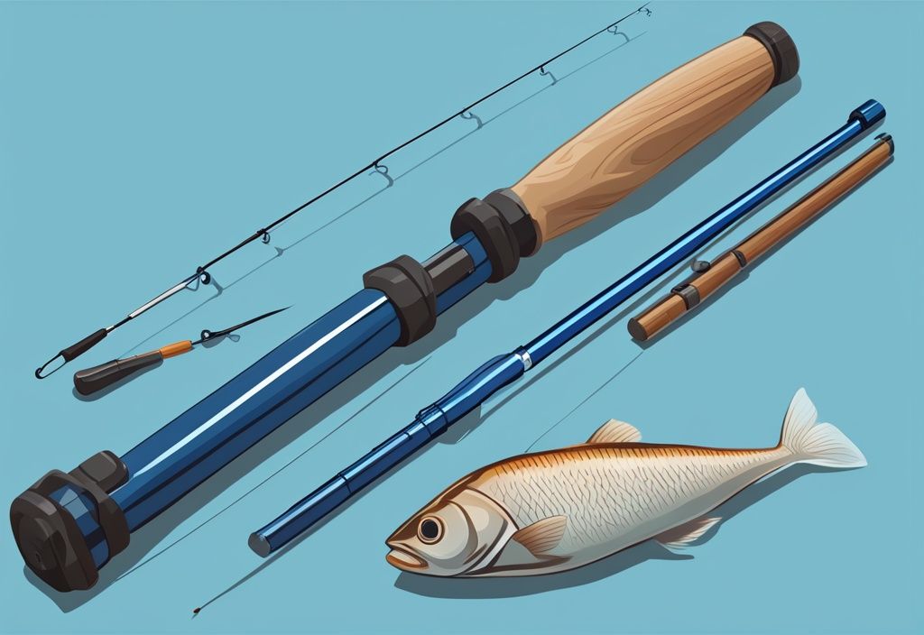 Illustration showing step-by-step methods on how to ship fishing rods using a modern digital painting style with a blue color theme.