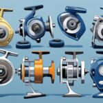 Modern digital painting of best 5 spinning reels under $100, featuring blue-themed illustration with price tags.