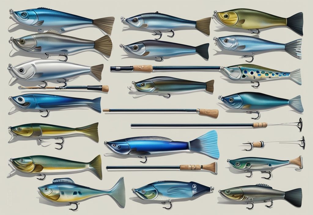 Modern digital painting of top 10 blue-themed rod and reel combos for bass fishing ranked in order.