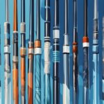 Modern digital painting of 10 most expensive fishing rods in blue theme against a luxurious background.